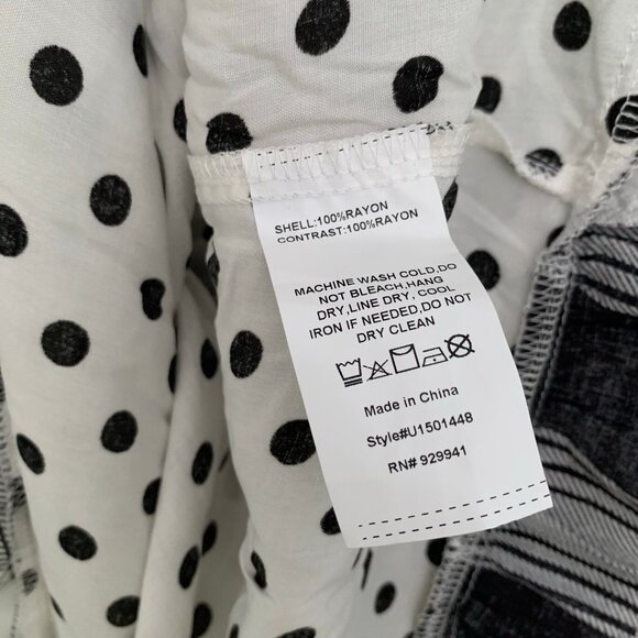 NEW Suzanne Betro retro black white mixed pring collared short sleeve blouse top - Picture 8 of 10